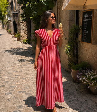 MIA B.Stripes Long Dress (Light Pink/Red)