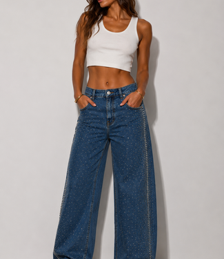 SHINNY Strass Ballon Fit Jeans (Medium Blue)