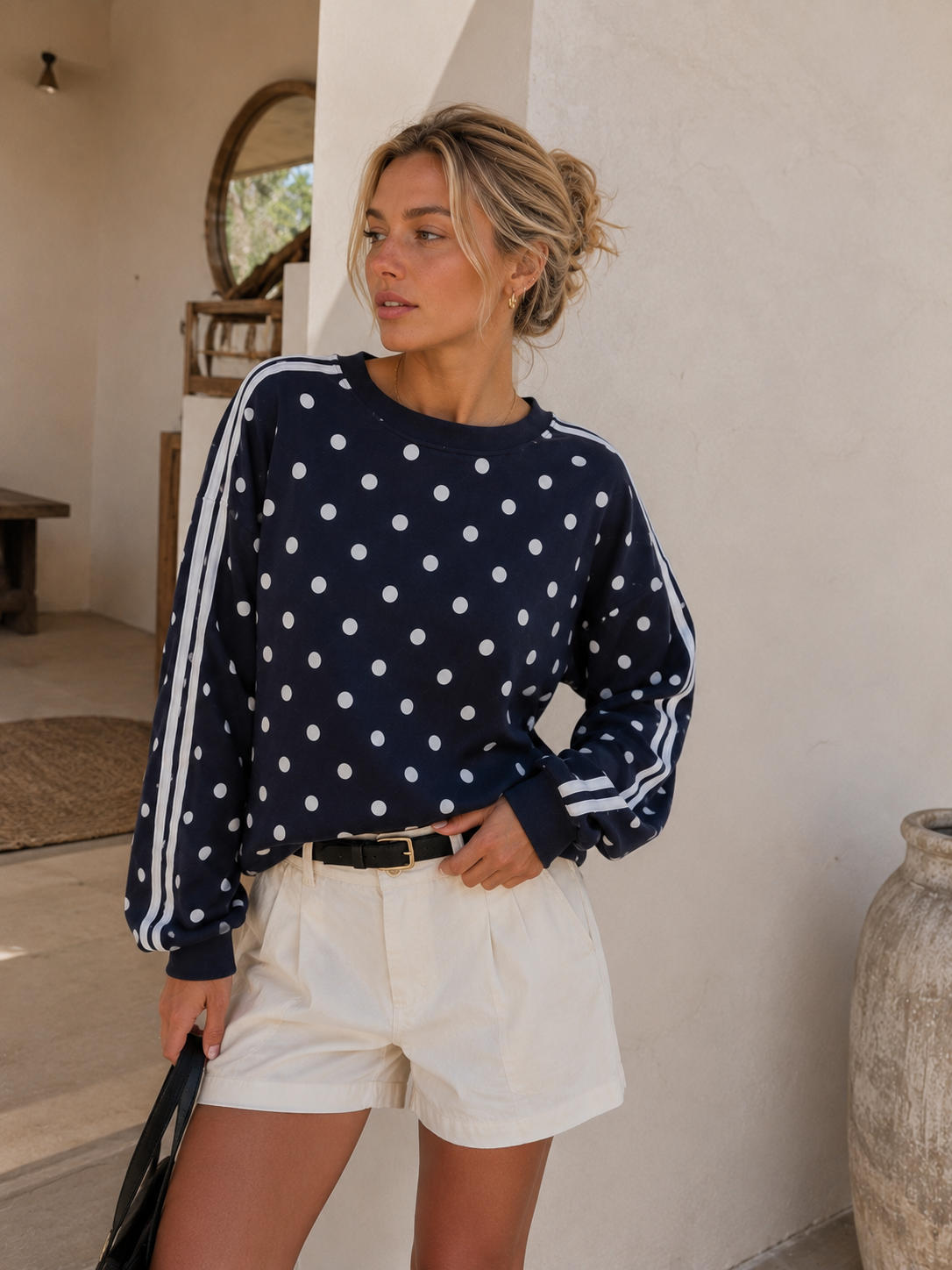 POPO Polka Dots Sweater (Navy/White)