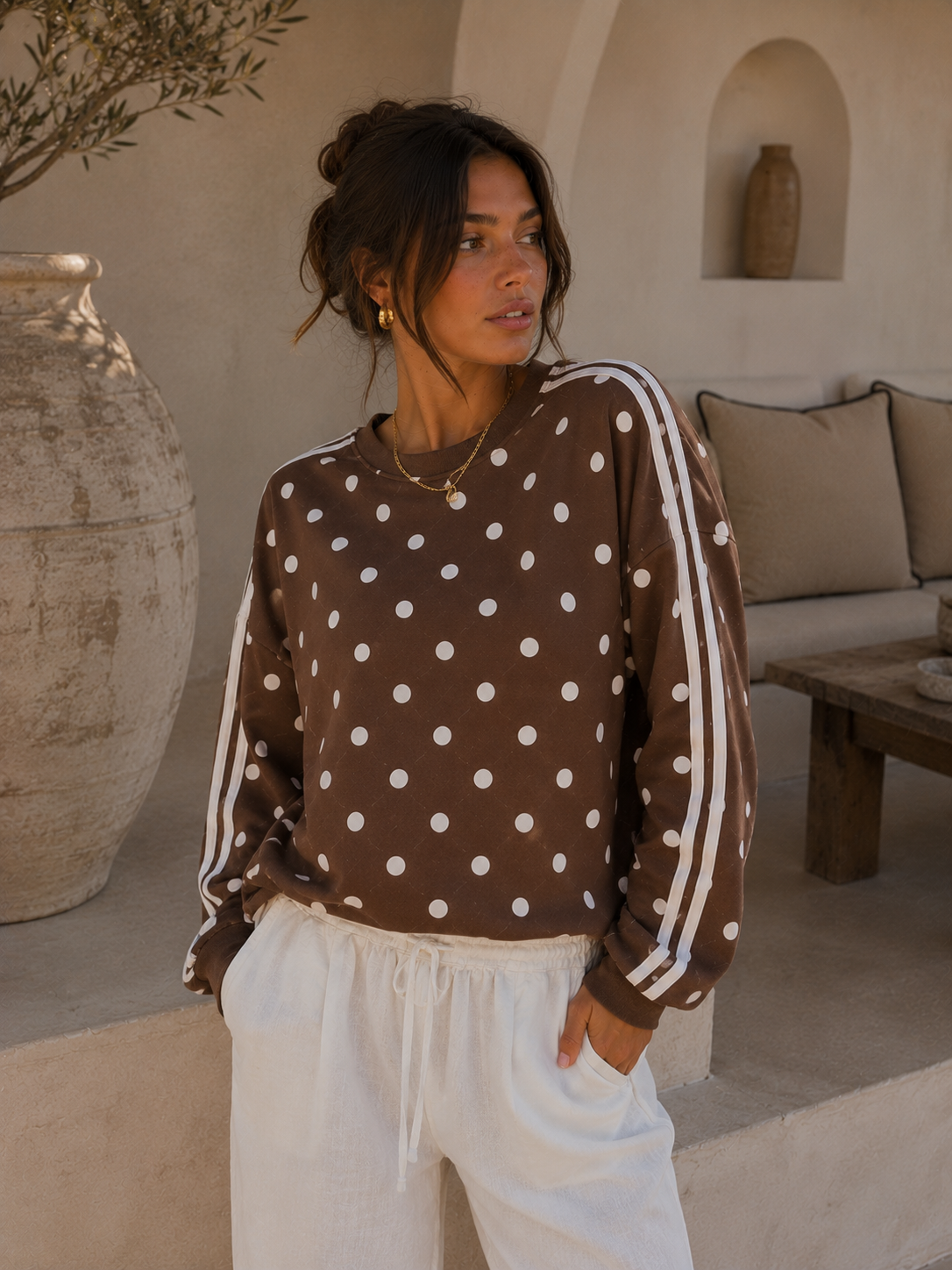 POPO Polka Dots Sweater (Brown/White)