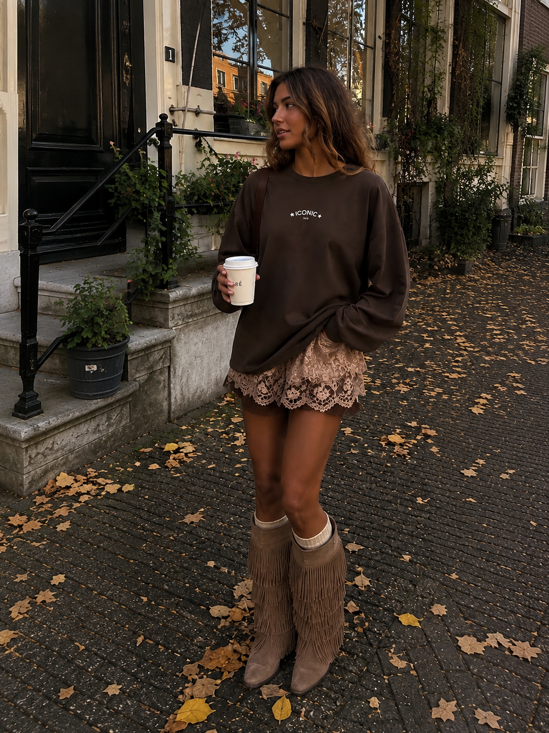 ICONIC STAR Longsleeve Shirt (Brown/Cream)