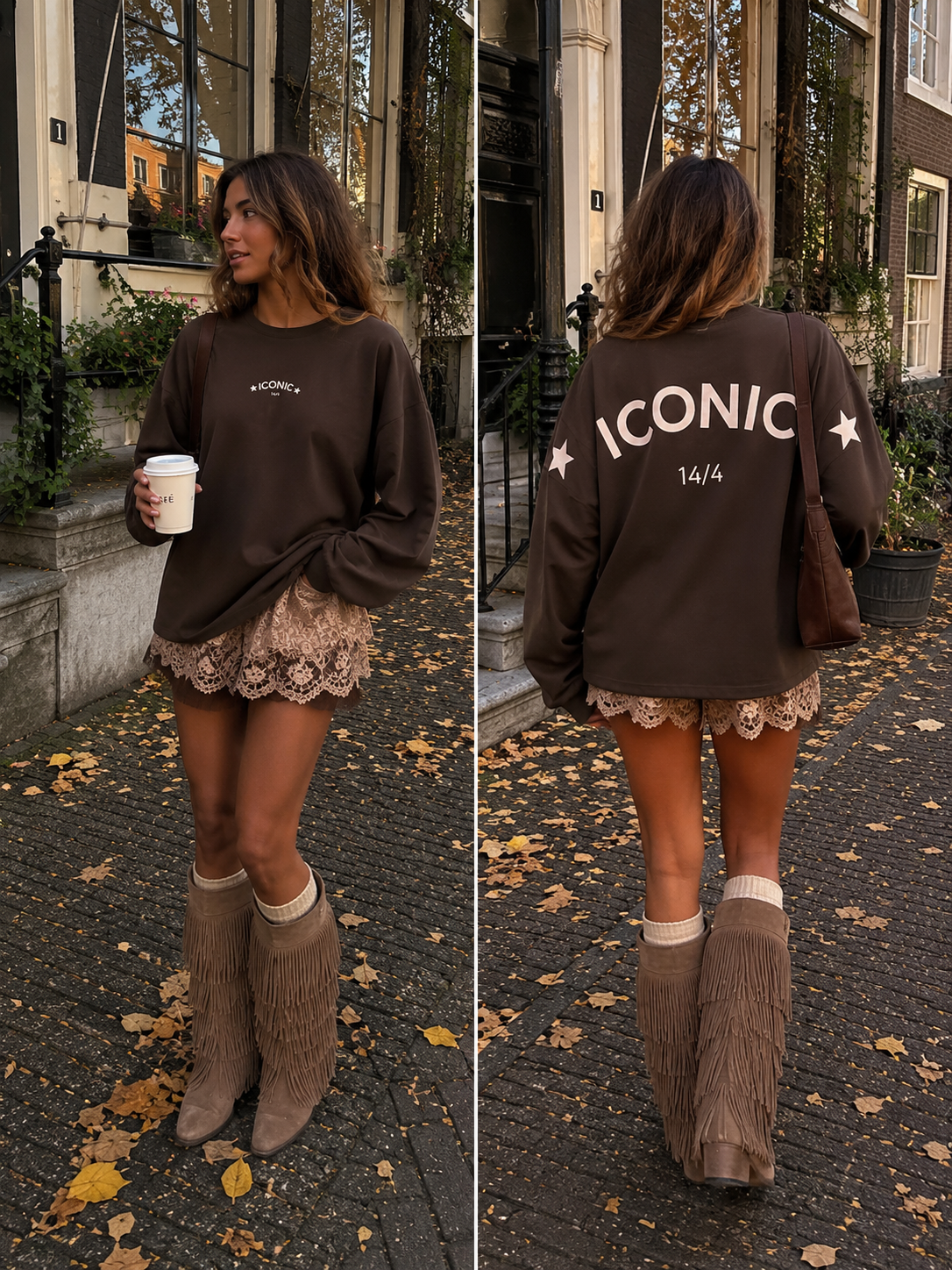 ICONIC STAR Longsleeve Shirt (Brown/Cream)