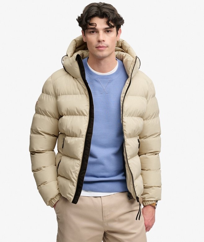 HOODED SPORTS PUFFER JACKET (Climbing Chawk)