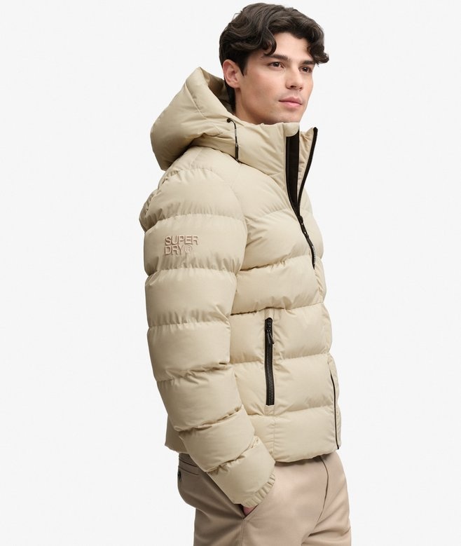 HOODED SPORTS PUFFER JACKET (Climbing Chawk)