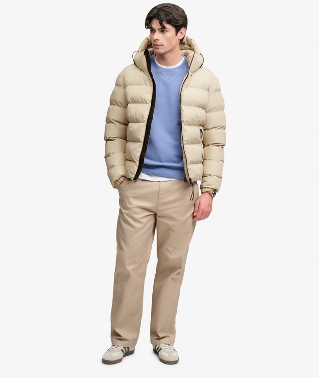 HOODED SPORTS PUFFER JACKET (Climbing Chawk)