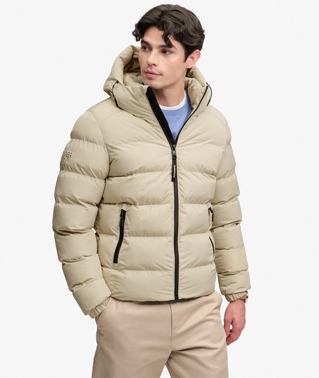 HOODED SPORTS PUFFER JACKET (Climbing Chawk)