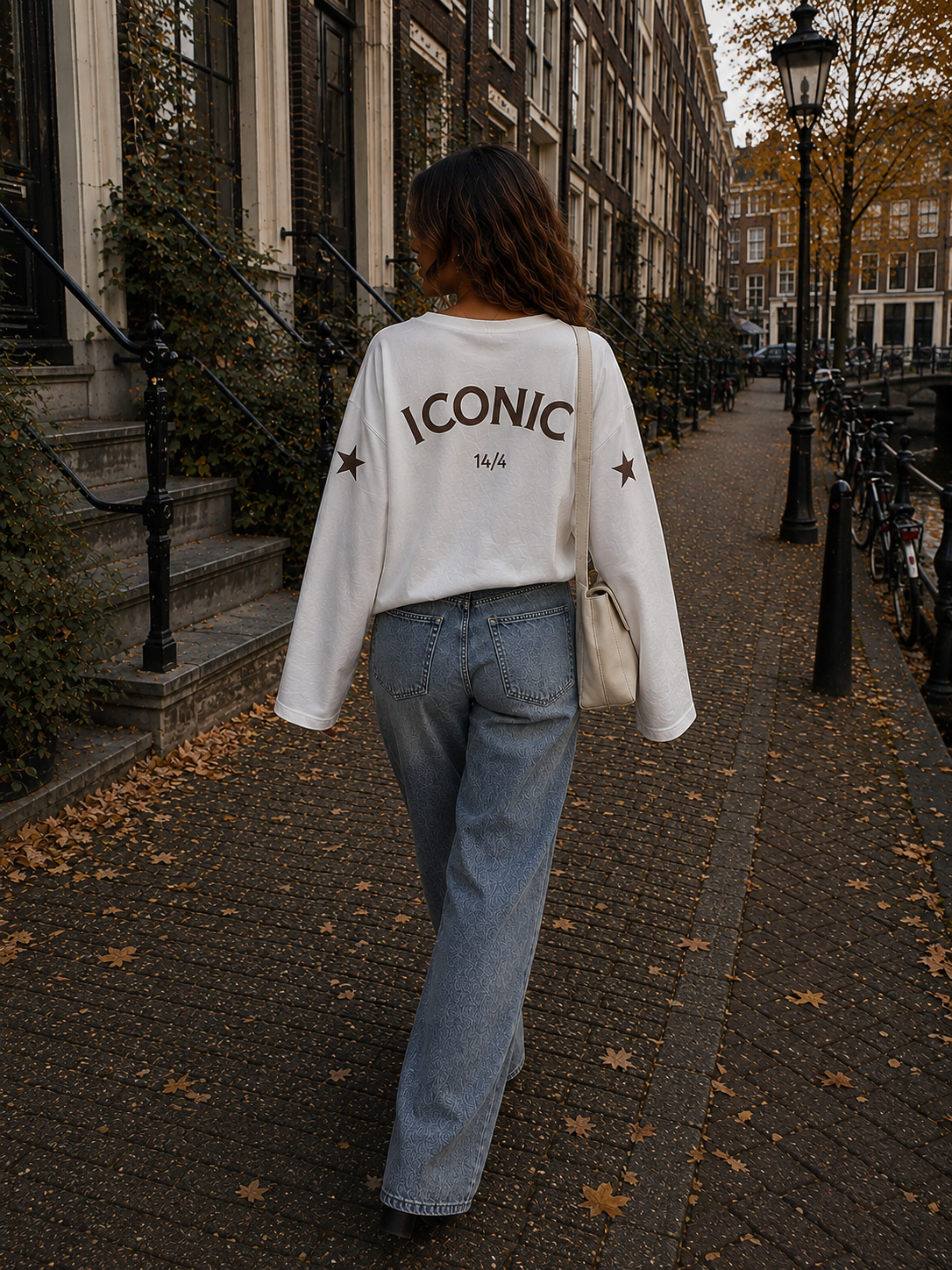 ICONIC STAR Longsleeve Shirt (White/Brown)