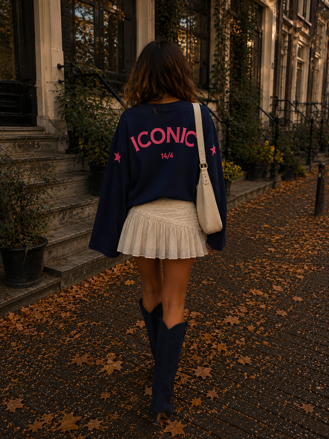 ICONIC STAR Longsleeve Shirt (Navy/Neon Pink)
