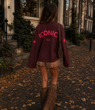 ICONIC STAR Longsleeve Shirt (Bordeau/Neon Pink)