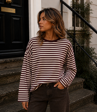 ESMEE Stripes LS Shirt (Bordeau/White)