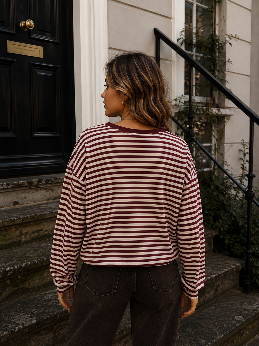 ESMEE Stripes LS Shirt (Bordeau/White)