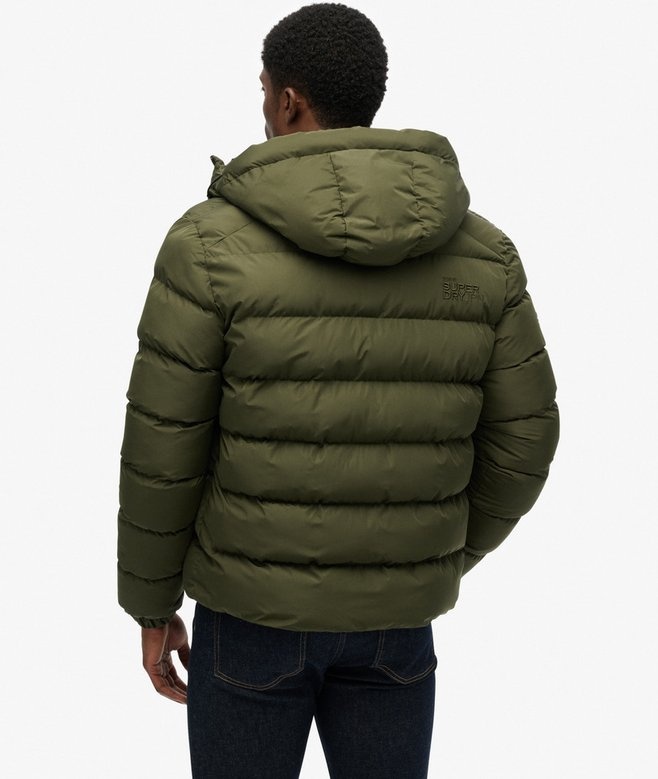 HOODED SPORTS PUFFER JACKET ARMY KHAKI