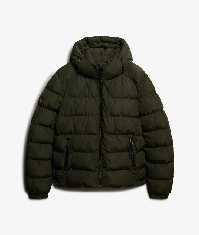 HOODED SPORTS PUFFER JACKET ARMY KHAKI