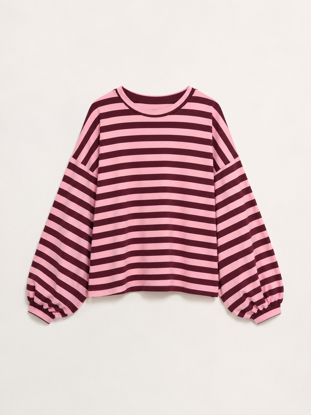 CAMILA Oversized Stripes Sweater (Bordeau/Light Pink)