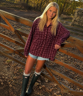 RUBY Glitter Check Shirt (Bordeau)