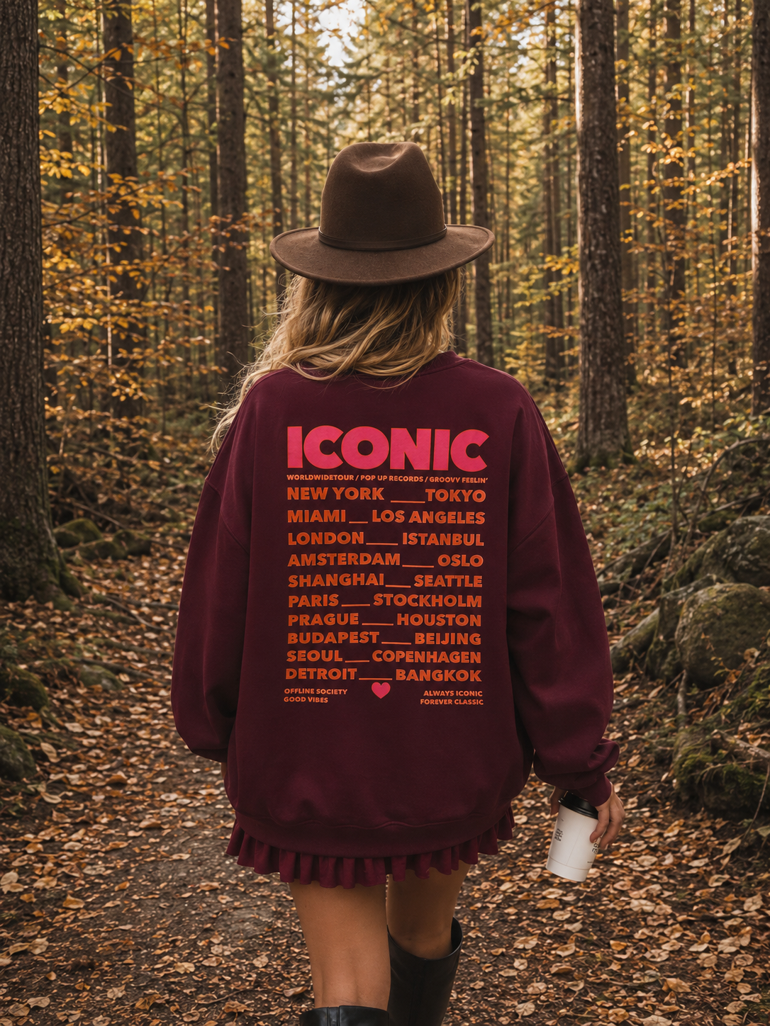 ICONIC Sweater (Bordeau/Neon Pink)