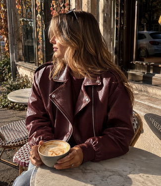 LOAN PU Zip Jacket (Bordeau)