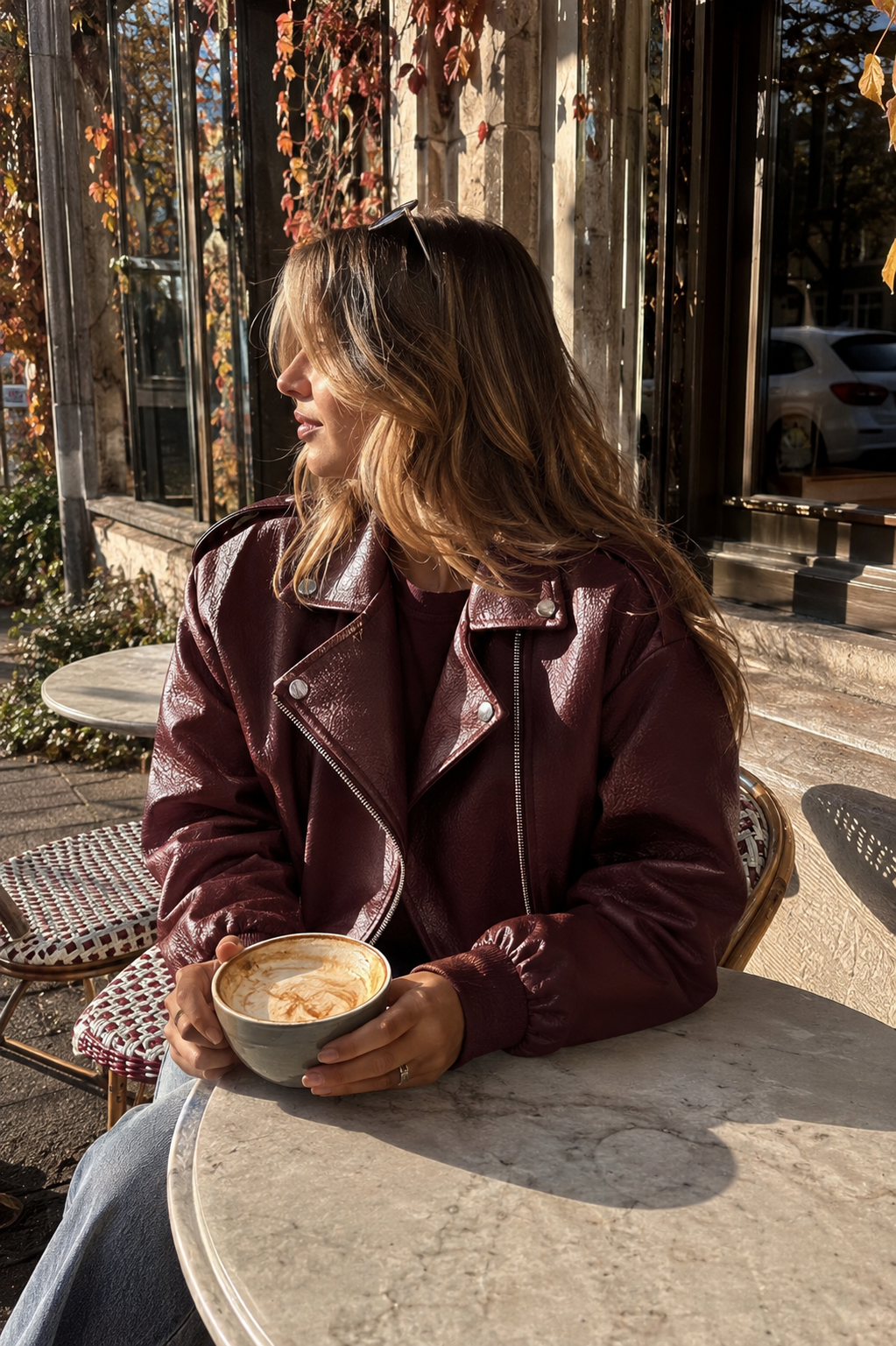 LOAN PU Zip Jacket (Bordeau)