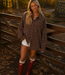 RUBY Glitter Check Shirt (Brown)