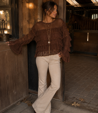 LUCY Ruffle Top (Brown)
