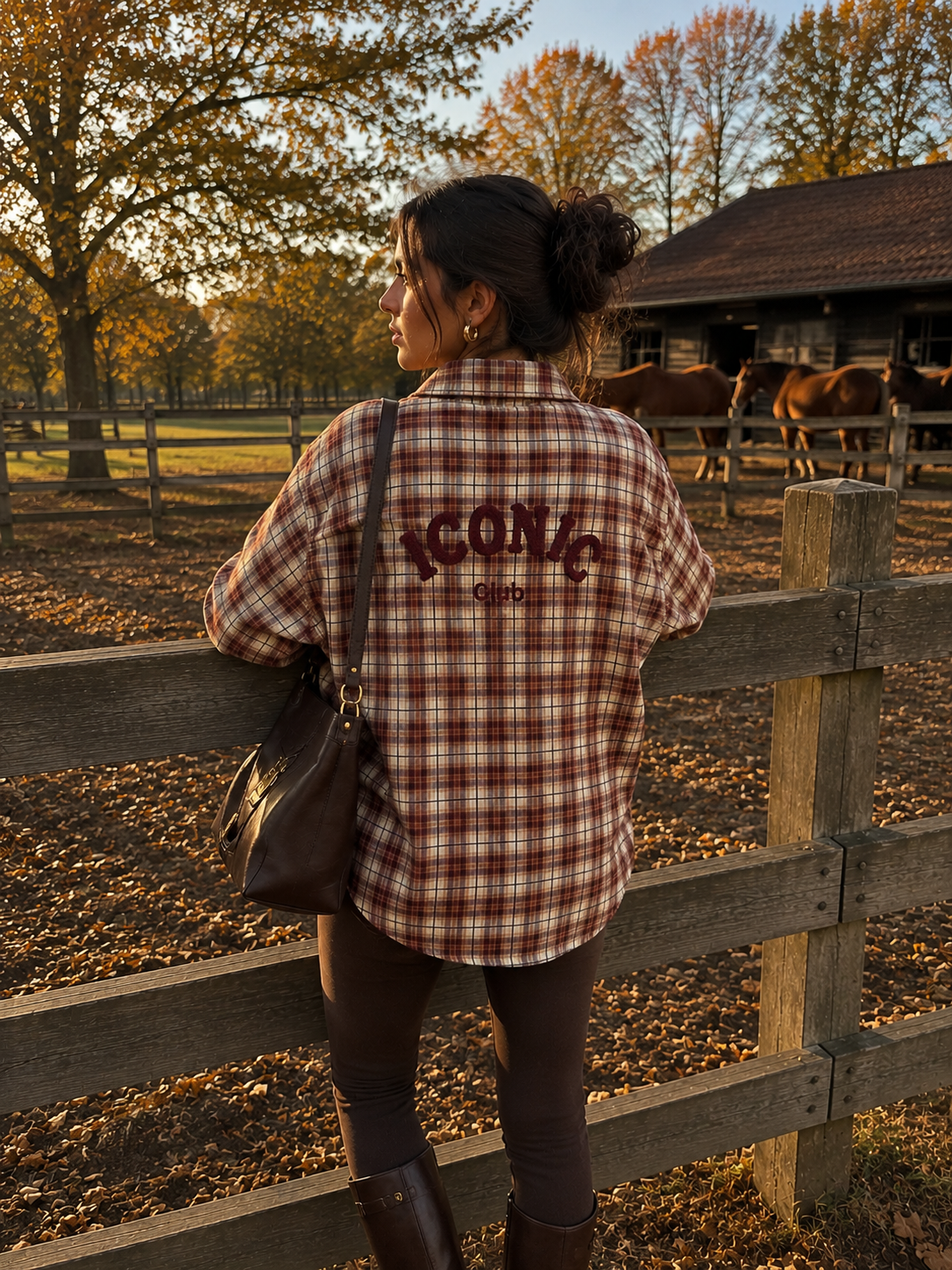 ICONIC Club Oversized Check Shirt (Bordeau)