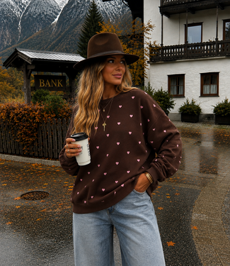 MIMI Heart Sweater (Brown/Pink)