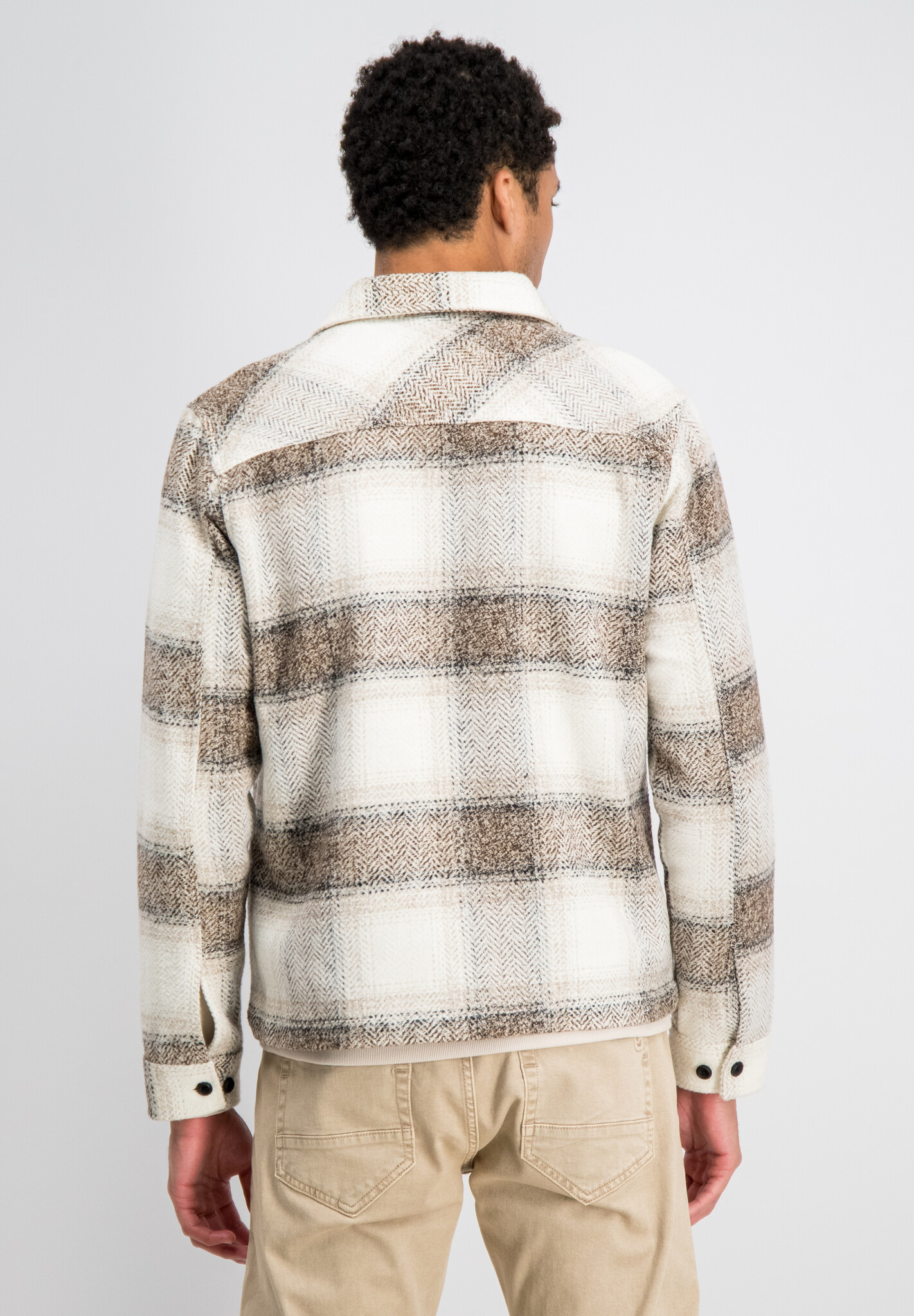 4267432 GLENN Check Flanel Zip Overshirt (673 Coastal Sand)