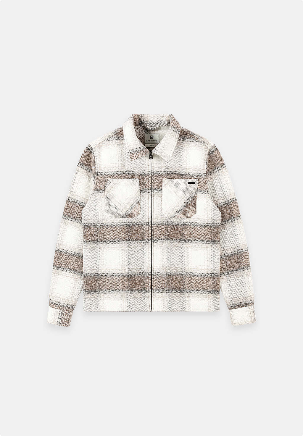 4267432 GLENN Check Flanel Zip Overshirt (673 Coastal Sand)