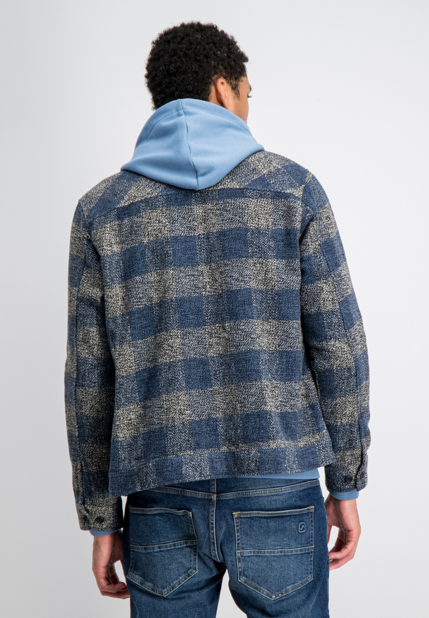 4267433 MORAR Check Trucker Overshirt (671 Mystic Blue)