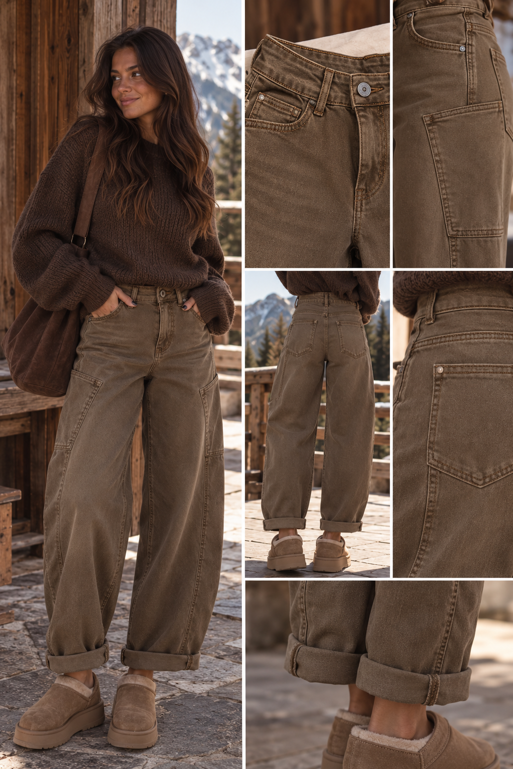 AUDREY Cargo Ballon Fit Jeans (Beige Denim)