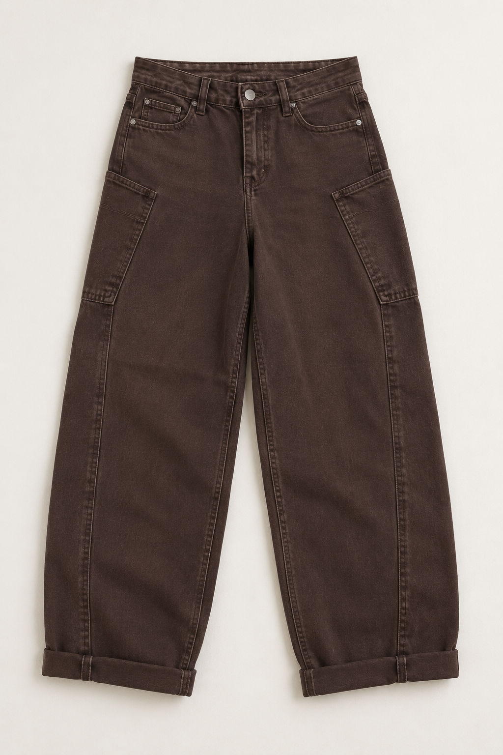 AUDREY Cargo Ballon Fit Jeans (Brown Denim)