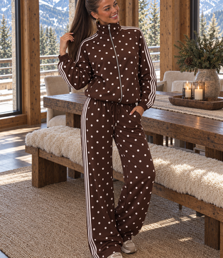 POPO Polka Dots Zip Jacket (Brown/White)