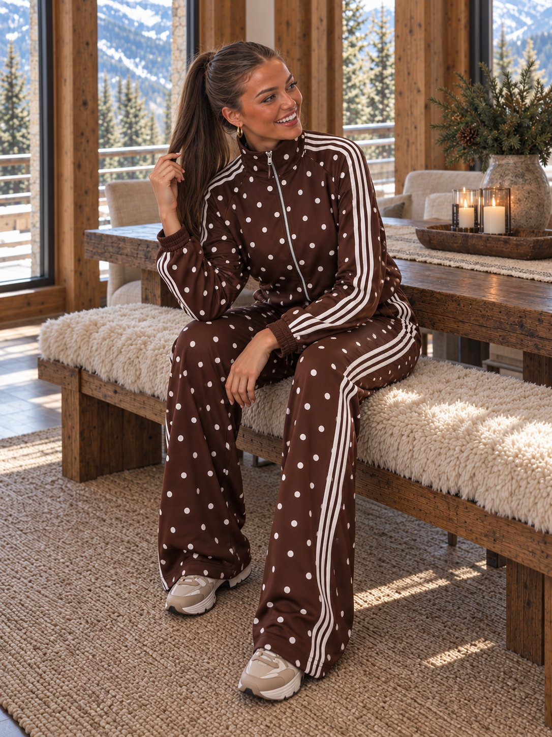 POPO Polka Dots Zip Jacket (Brown/White)