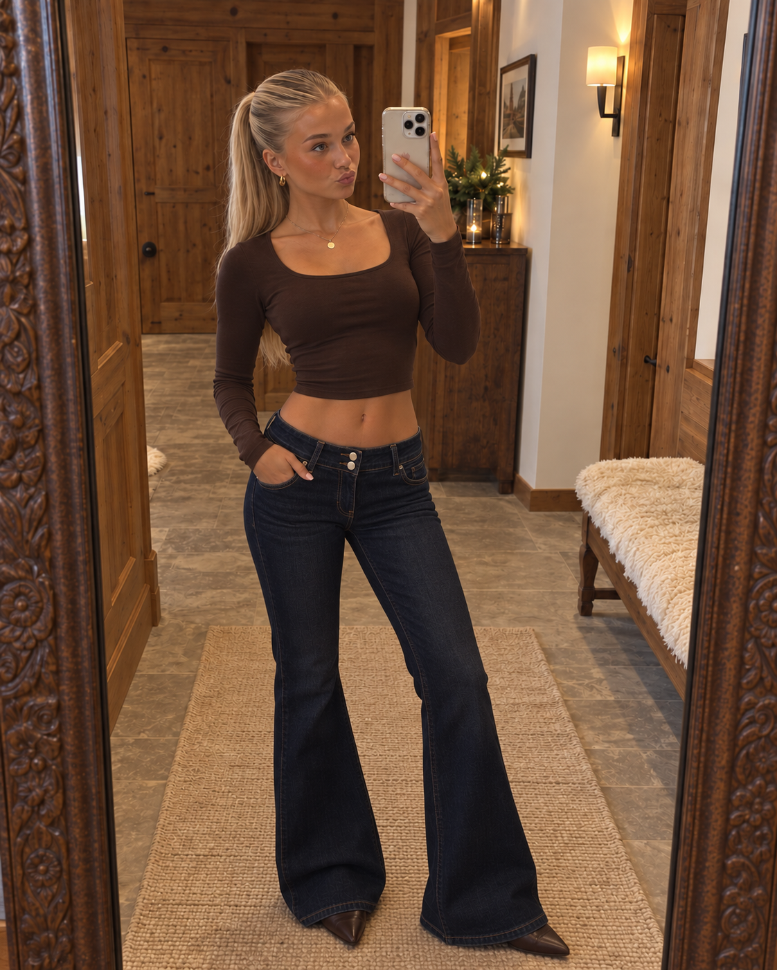 KRISSY Low Waist Flare Jeans (Raw Blue Denim)