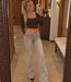 KRISSY Low Waist Flare Jeans (Beige Denim)