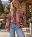 FLORE Stripes Sweatshirt (Pink/Bordeau)