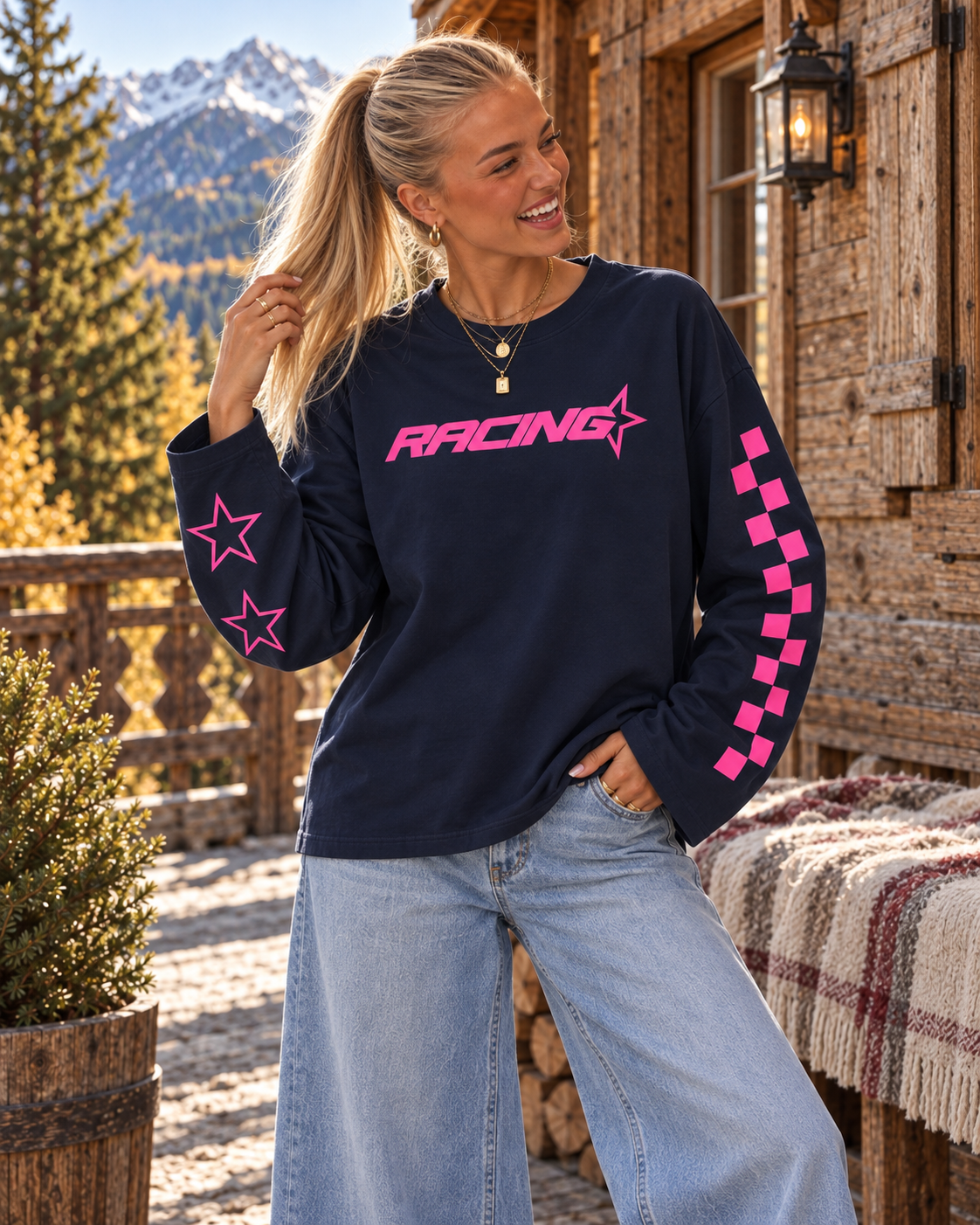 RACING Longsleeve (Navy/Neon Pink)