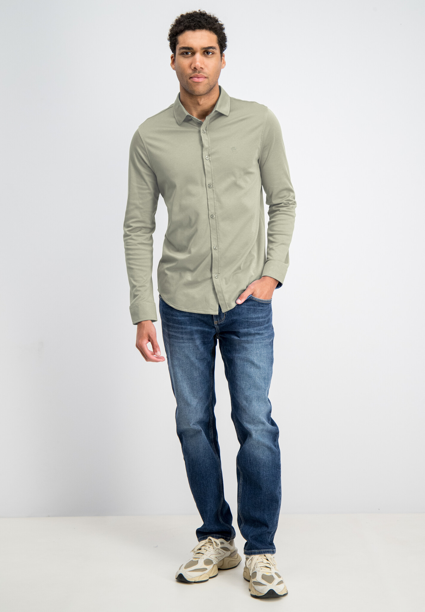 3367340 TONE-S JERSEY OVERHEMD LS (SAGE GREEN)