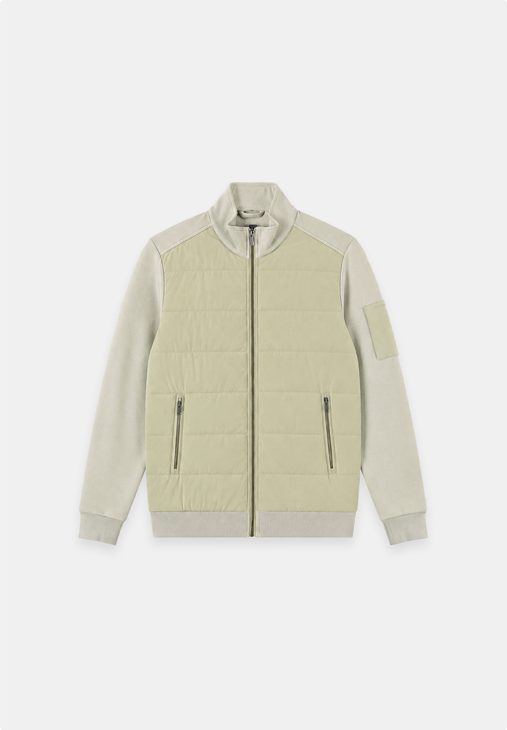 4267436 RONAN PIQUE INTERLOCK MIX CARDIGAN (SAGE GREEN)