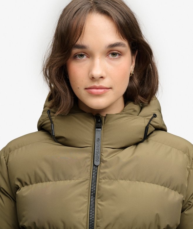 HOODED SPORTS PUFFER JACKET (Khaki)
