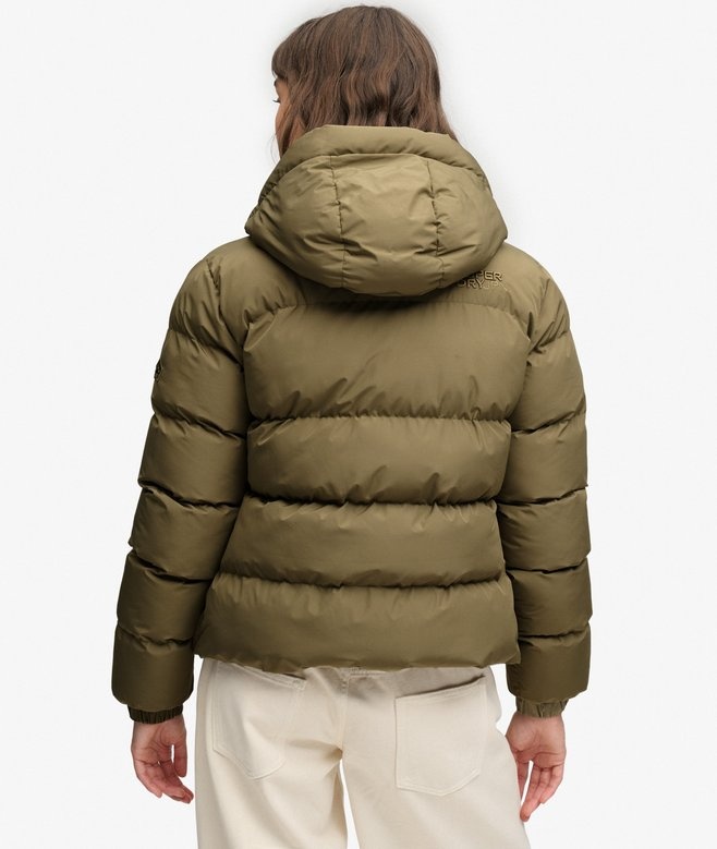 HOODED SPORTS PUFFER JACKET (Khaki)