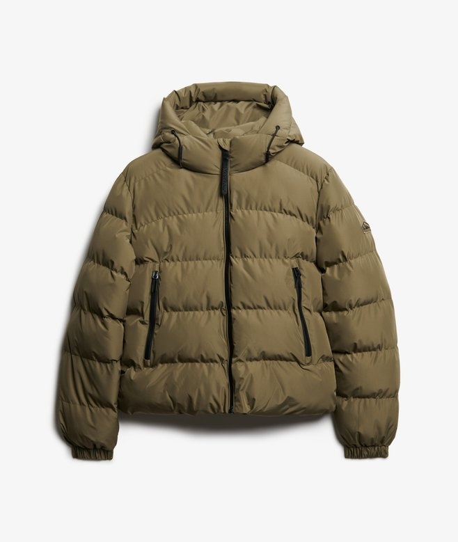 HOODED SPORTS PUFFER JACKET (Khaki)