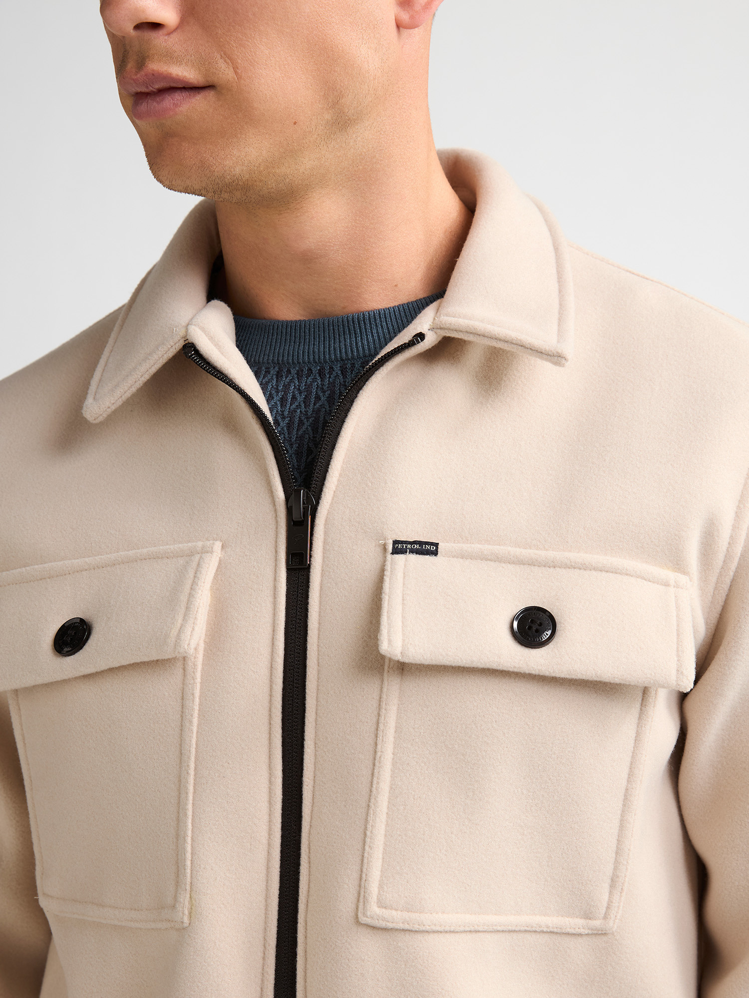 M-3060-SIL418 Men Overshirt (0113 Beige)