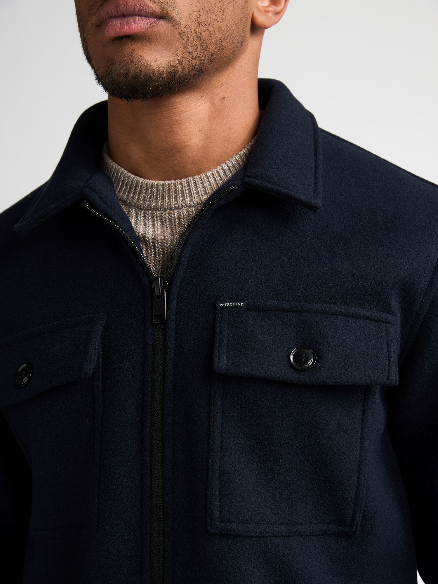 M-3060-SIL418 Men Overshirt (5092 Navy)