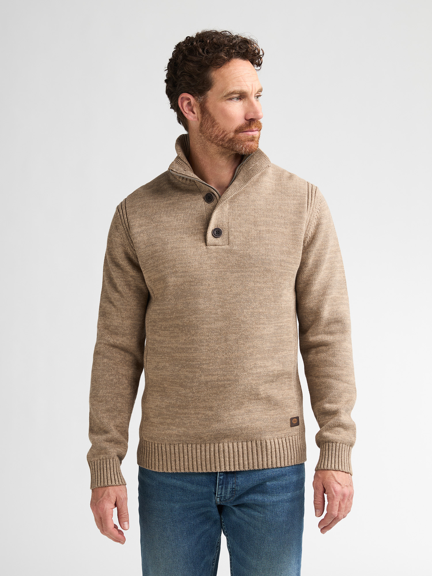 M-ROS-KWC206 Men Knit Neck Pullover (7140 Sand)