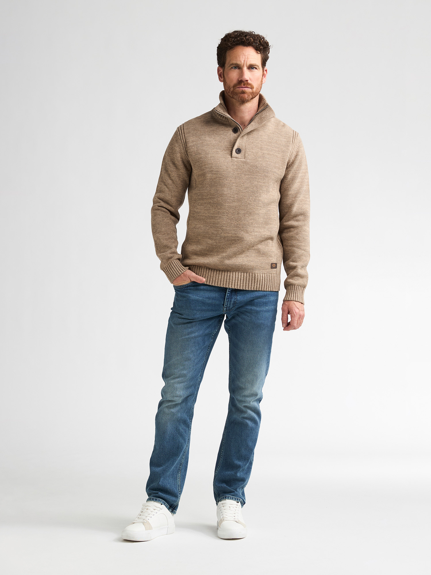 M-ROS-KWC206 Men Knit Neck Pullover (7140 Sand)