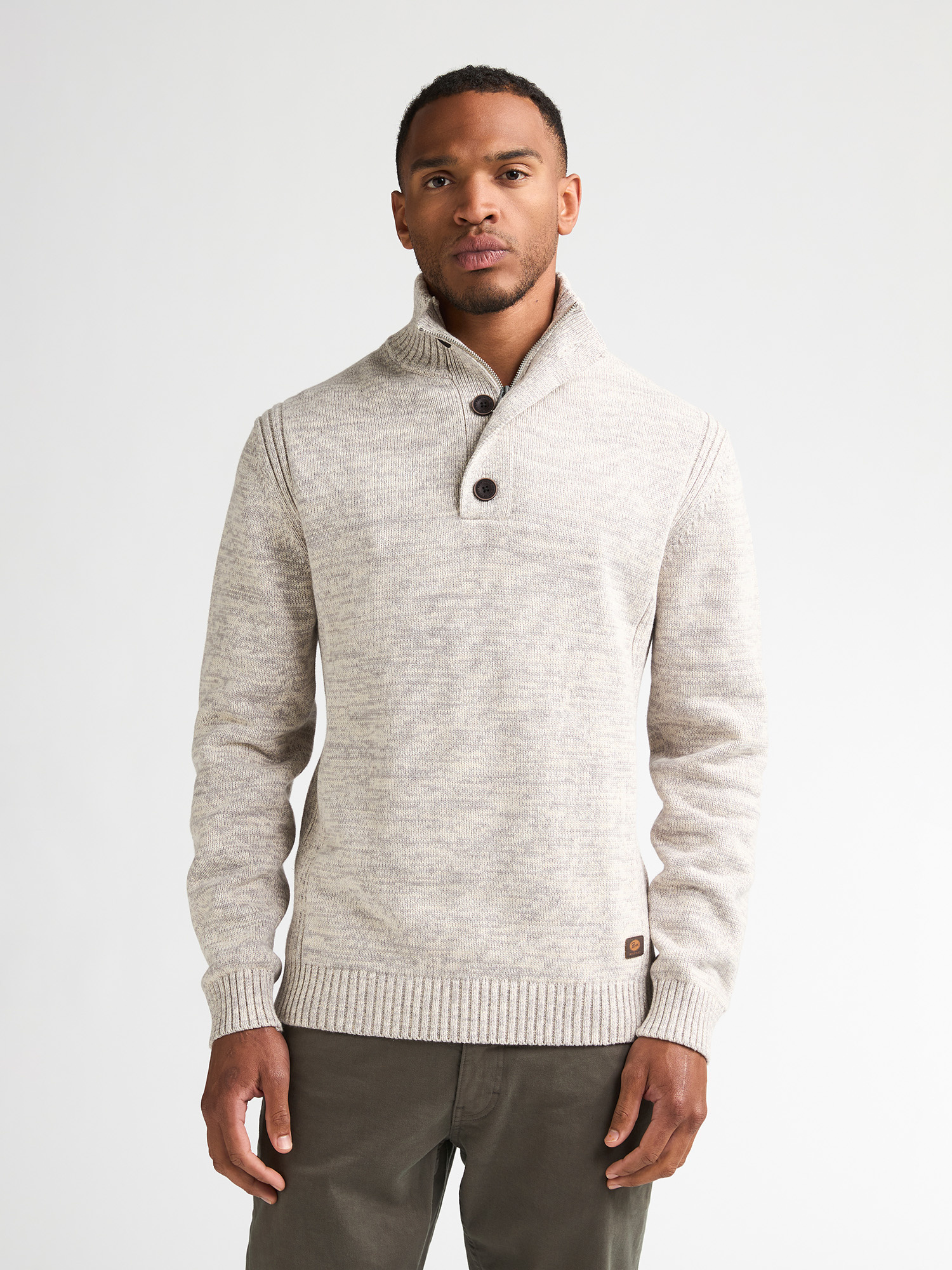 M-ROS-KWC206 Men Knit Neck Pullover (0009 Light Grey)