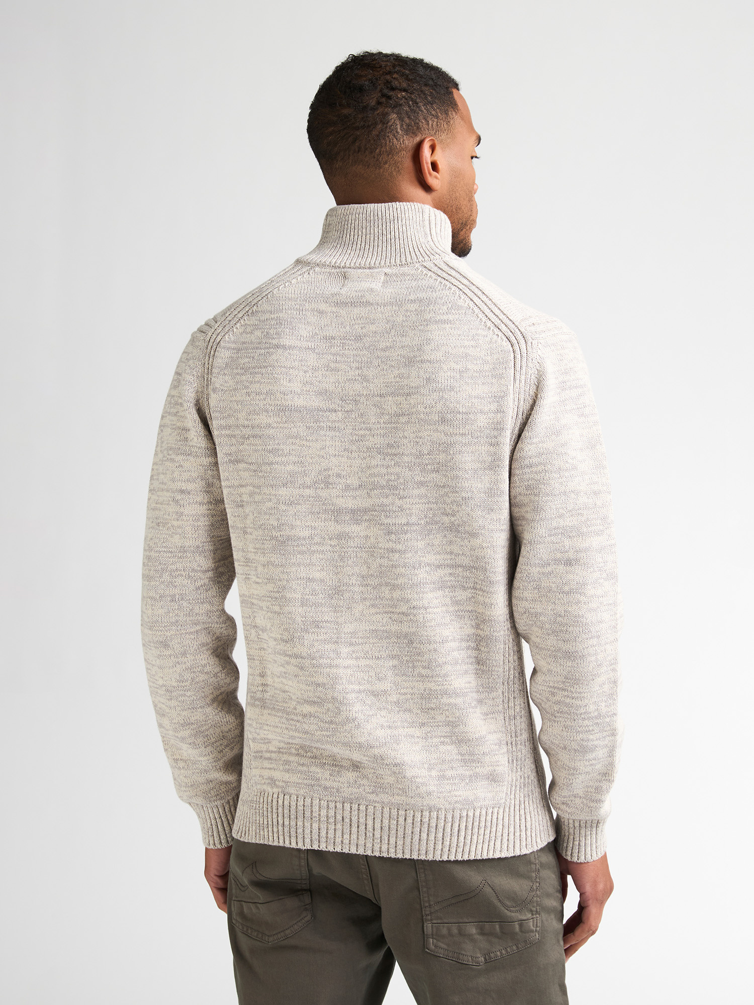 M-ROS-KWC206 Men Knit Neck Pullover (0009 Light Grey)