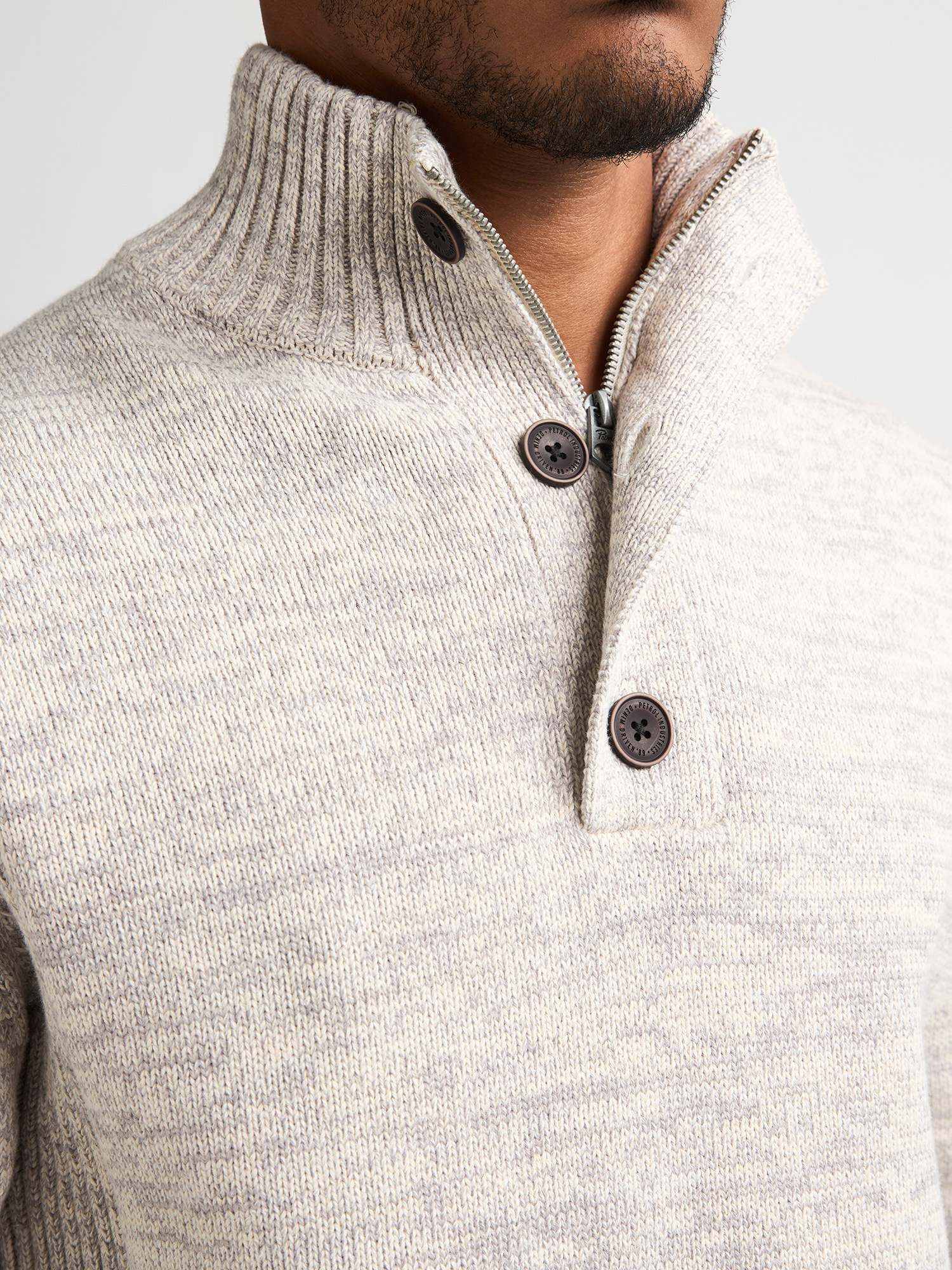 M-ROS-KWC206 Men Knit Neck Pullover (0009 Light Grey)