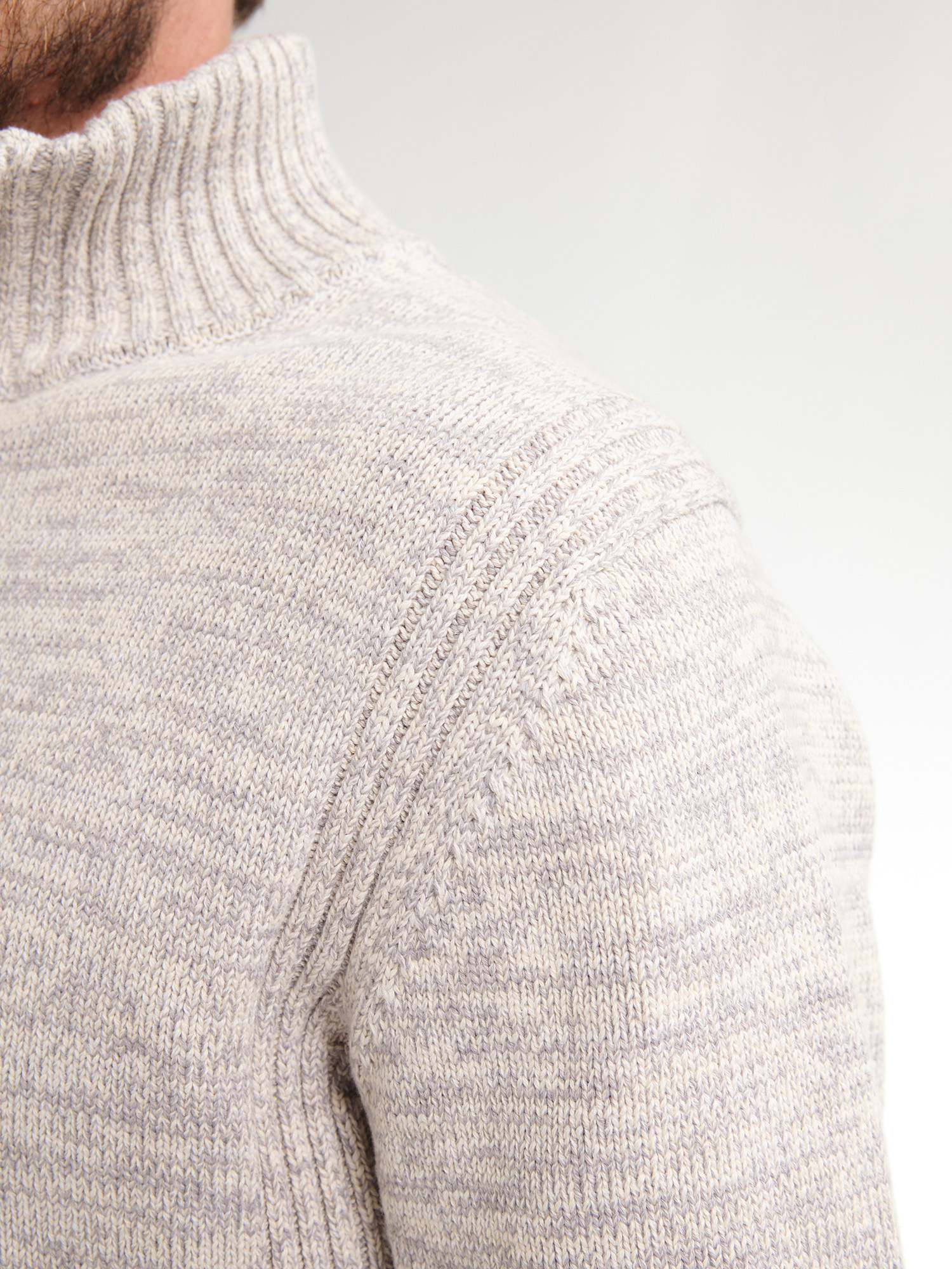 M-ROS-KWC206 Men Knit Neck Pullover (0009 Light Grey)
